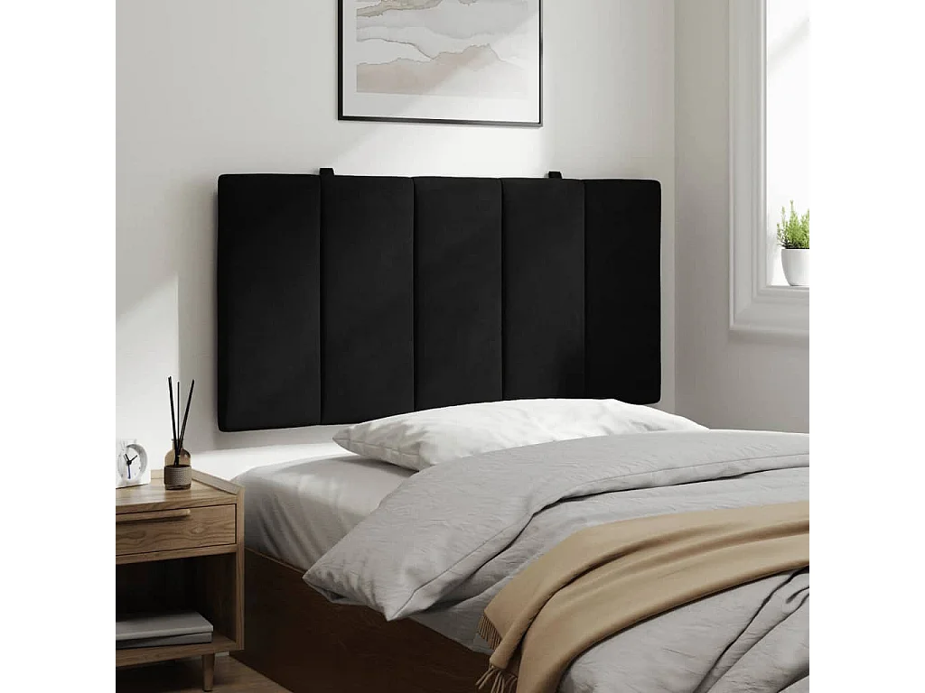 Schwarzes Kopfteilkissen 100 cm Samt