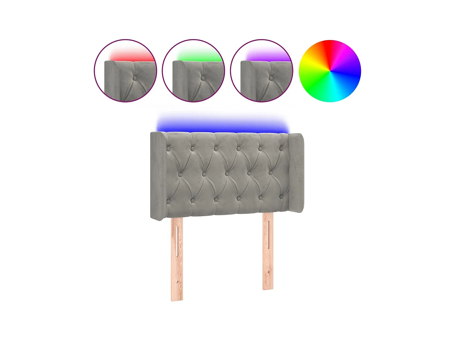 LED Hoofdbord Lichtgrijs 83x16x78/88 cm Fluweel