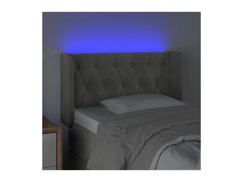 LED Hoofdbord Lichtgrijs 83x16x78/88 cm Fluweel