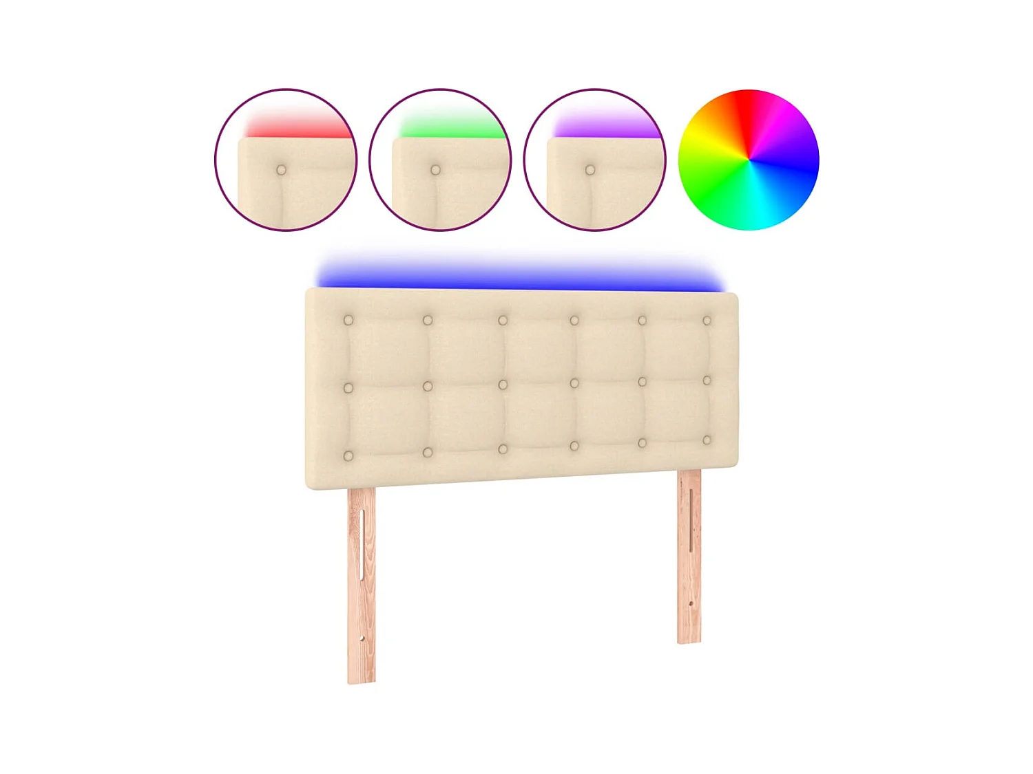 Tête de lit à LED Crème 100x5x78/88 cm Tissu