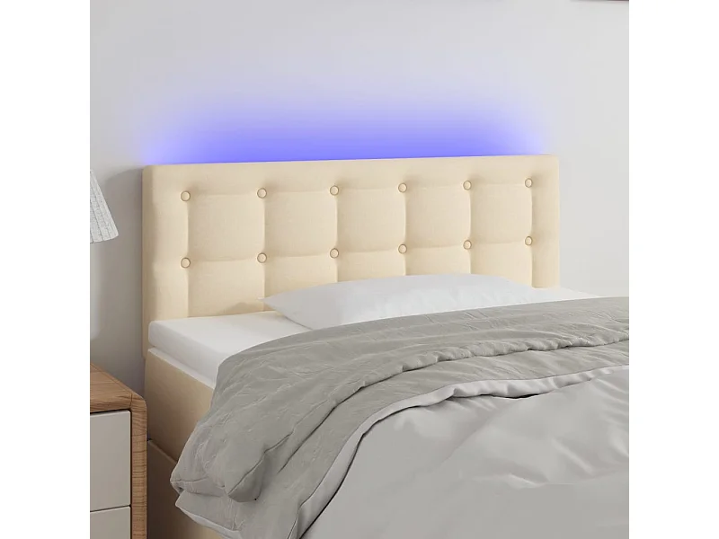 Tête de lit à LED Crème 100x5x78/88 cm Tissu
