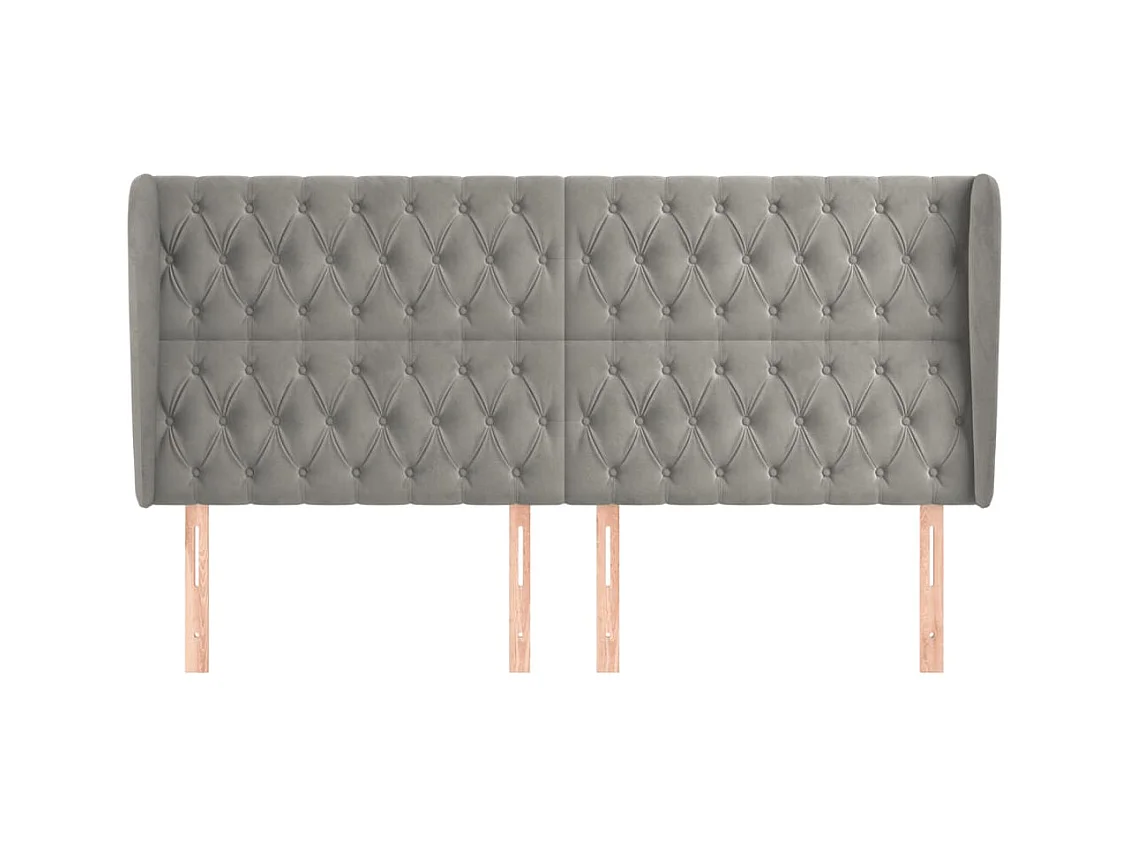Hoofdbord met vleugels Lichtgrijs 183x23x118/128 cm Fluweel