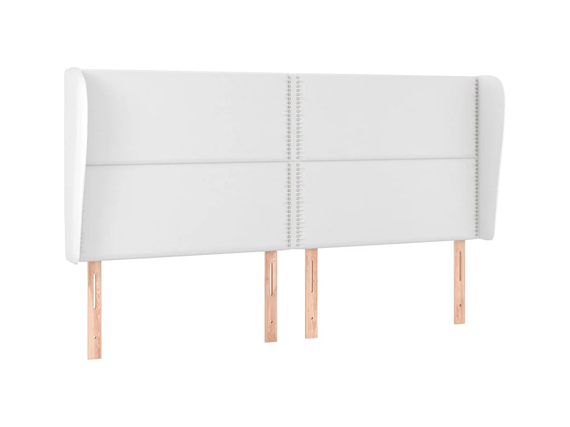 Kopfteil mit Flügeln Weiß 203x23x118/128 cm Kunstleder