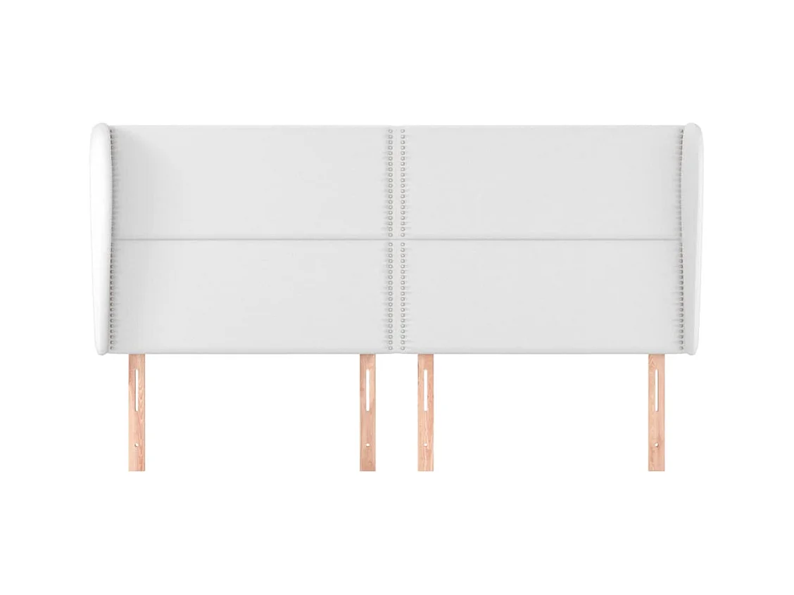 Kopfteil mit Flügeln Weiß 203x23x118/128 cm Kunstleder