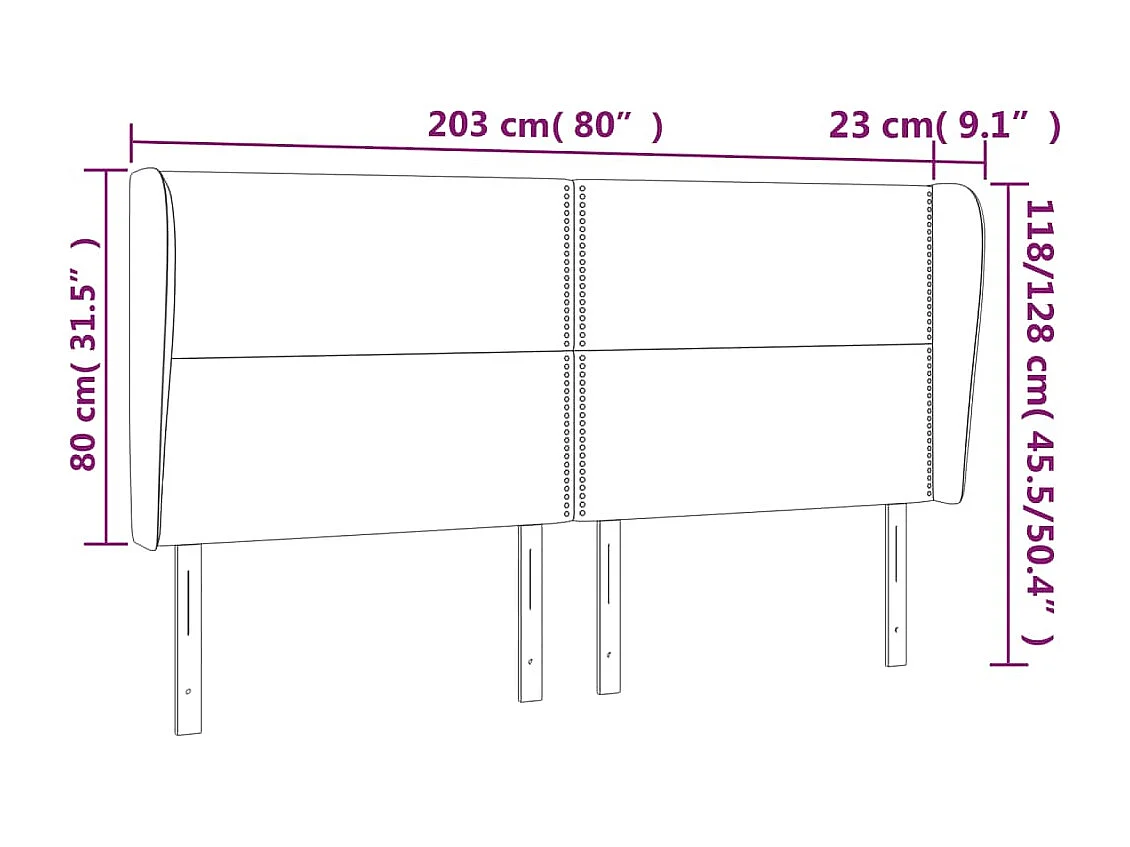 Tête de lit avec oreilles Blanc 203x23x118/128 cm Similicuir