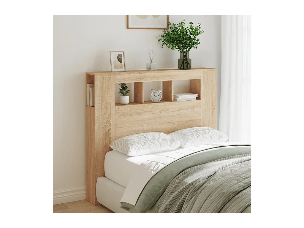 Testiera LED in rovere Sonoma 120x18,5x103,5cm in legno ingegnerizzato