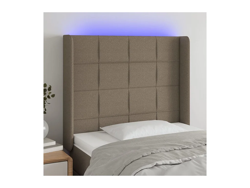 Tête de lit à LED Taupe 93x16x118/128 cm Tissu