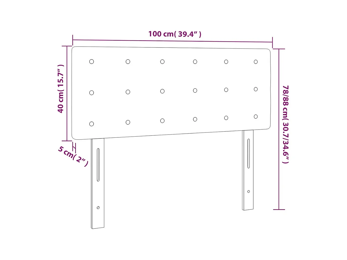 Zwart hoofdbord 100x5x78/88 cm Fluweel