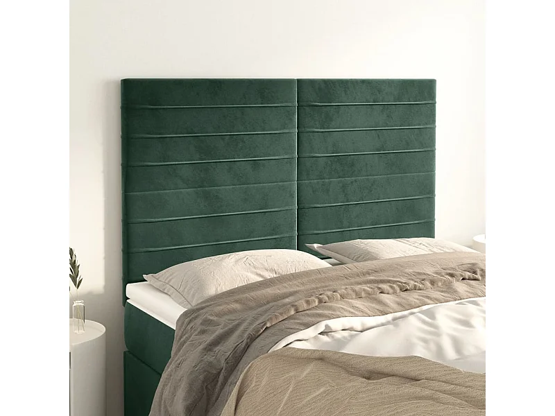 Têtes de lit 4 pcs Vert foncé 72x5x78/88 cm Velours