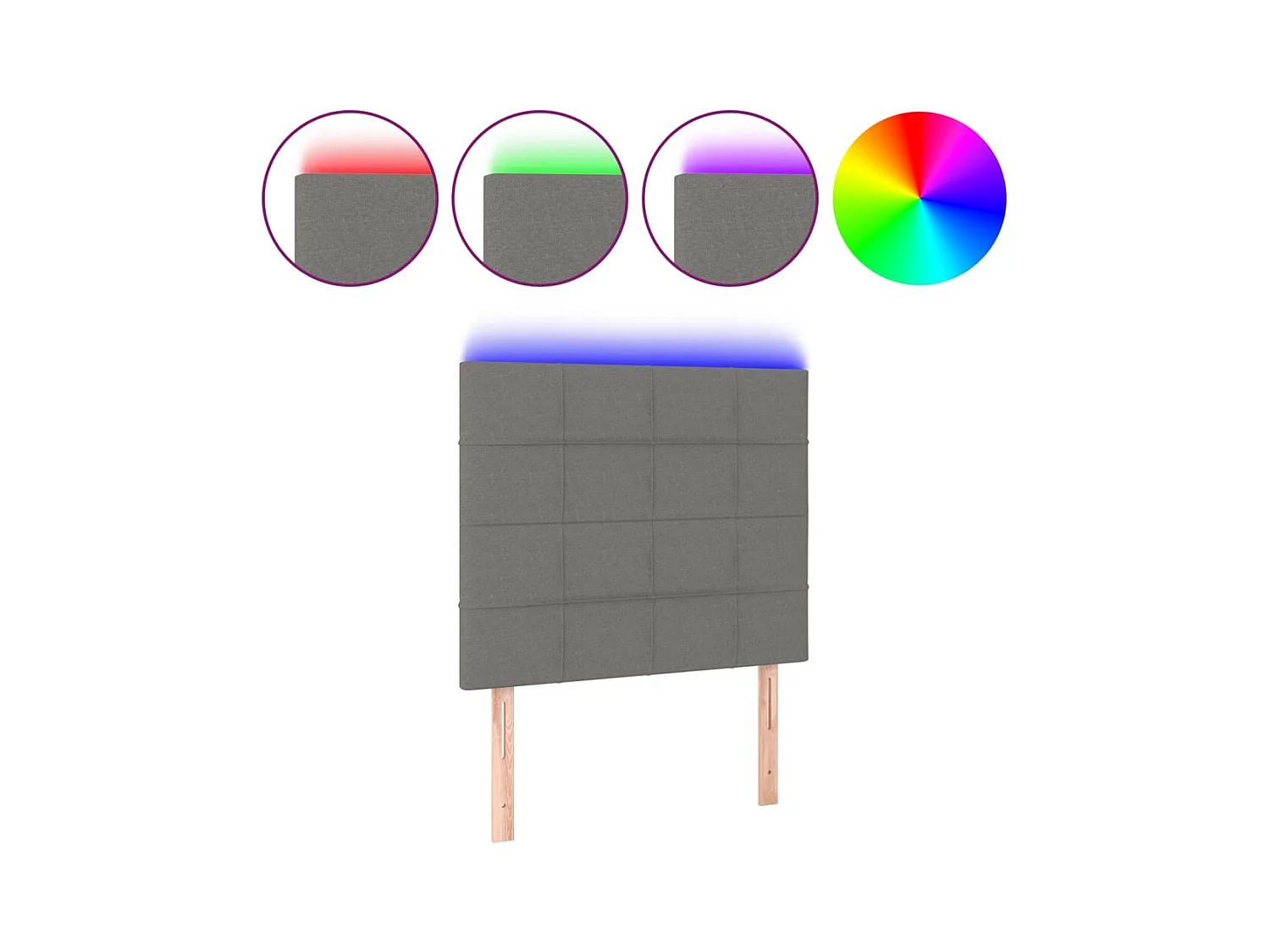 Tête de lit à LED Gris foncé 90x5x118/128 cm Tissu