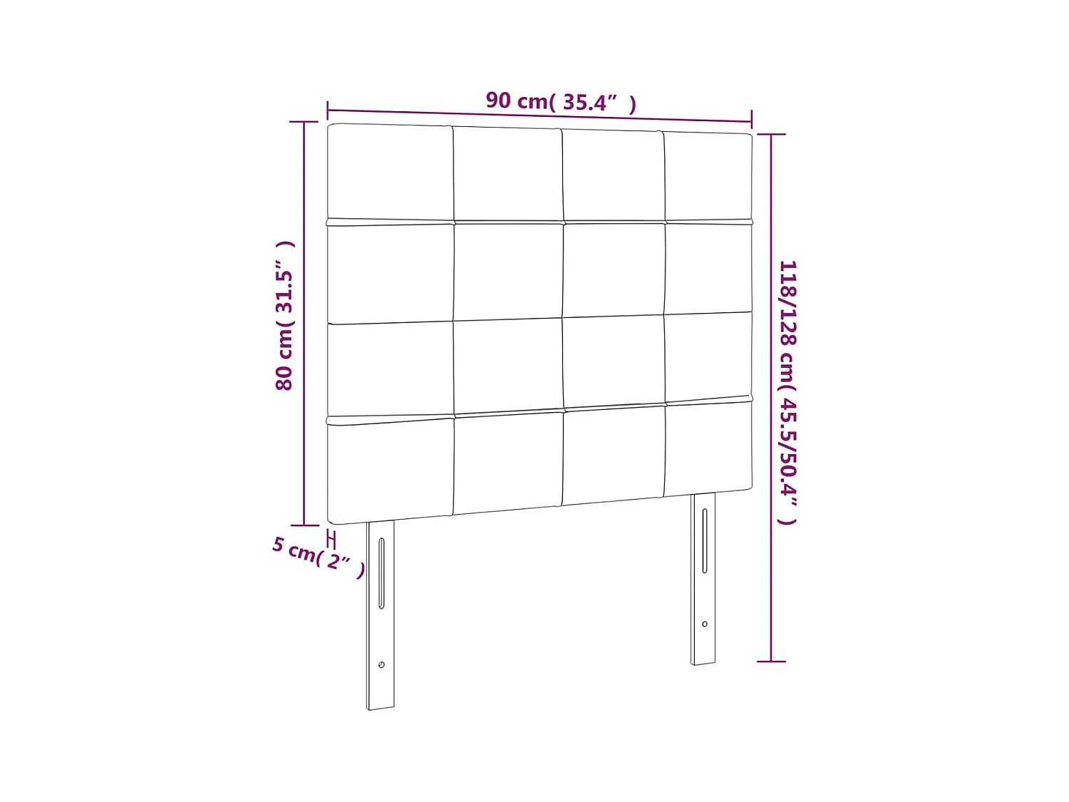 Tête de lit à LED Gris foncé 90x5x118/128 cm Tissu
