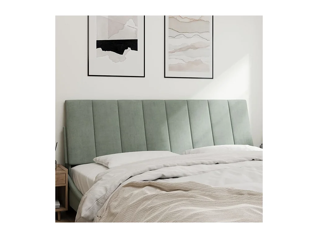 Hellgraues Kopfteilkissen 160 cm Samt