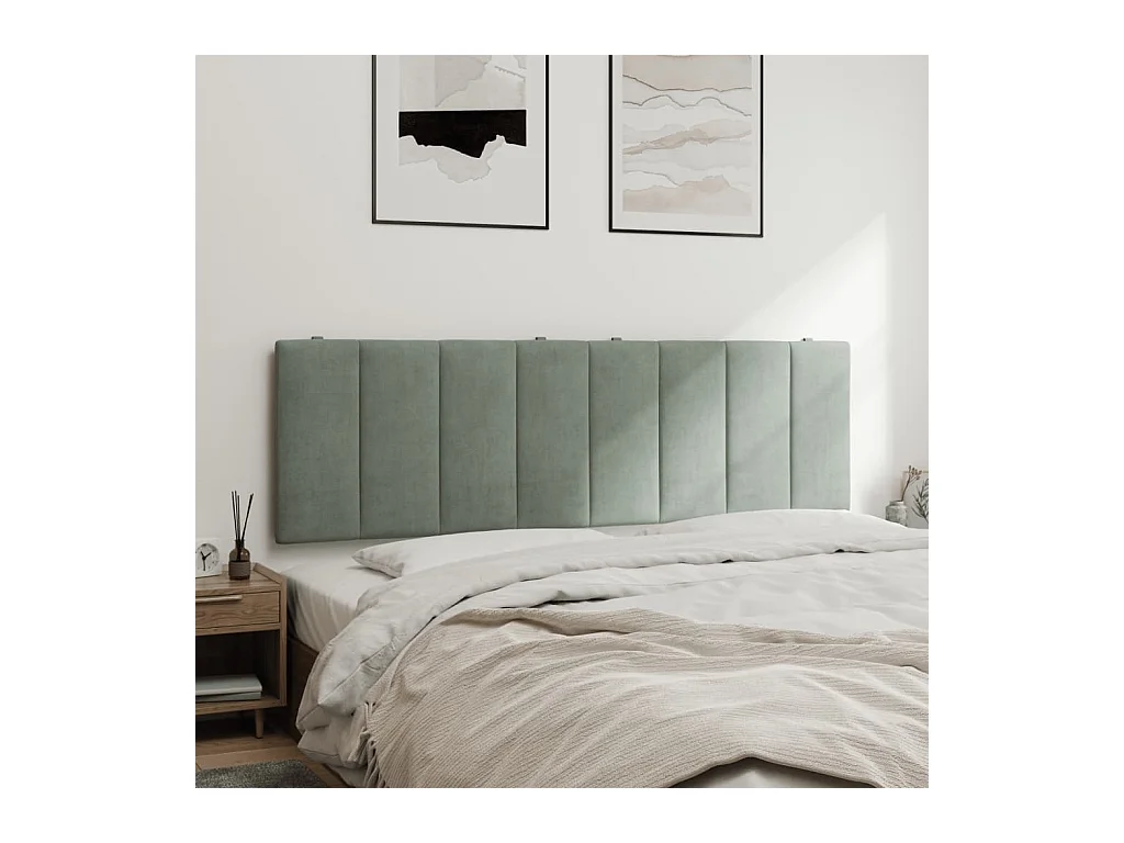 Hellgraues Kopfteilkissen 160 cm Samt