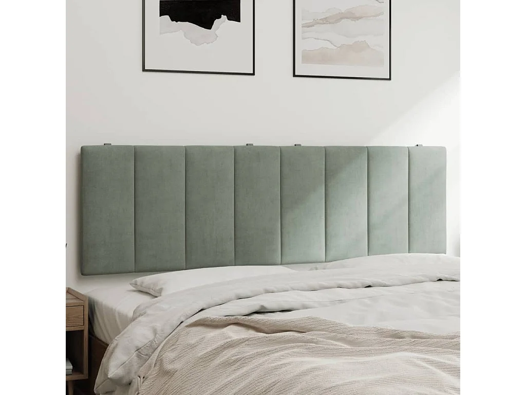 Coussin de tête de lit gris clair 160 cm velours