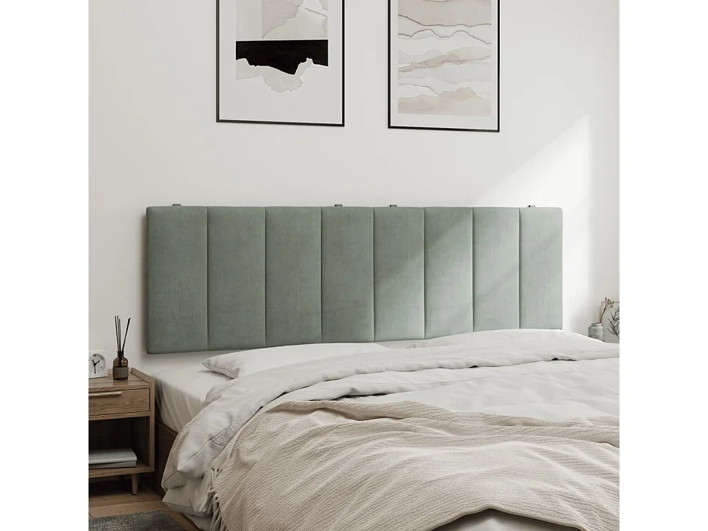 Coussin de tête de lit gris clair 160 cm velours