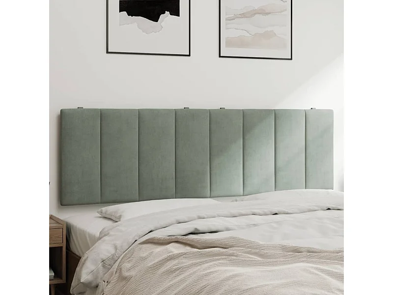 Coussin de tête de lit gris clair 160 cm velours