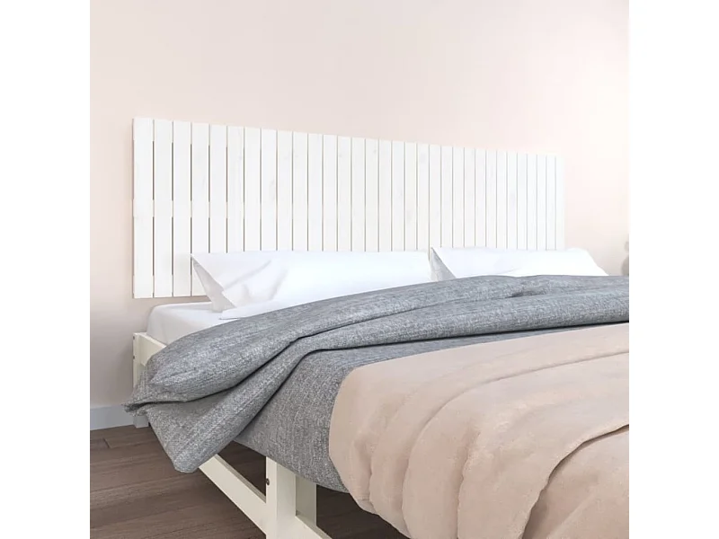 Testiera a muro Bianco 204x3x60 cm Legno massello di pino