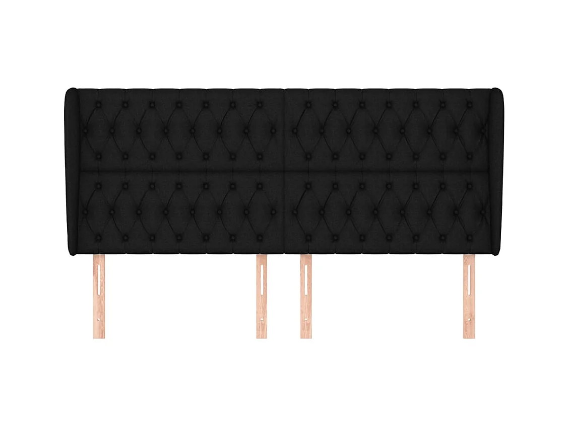 Hoofdbord met vleugels Zwart 183x23x118/128 cm Stof