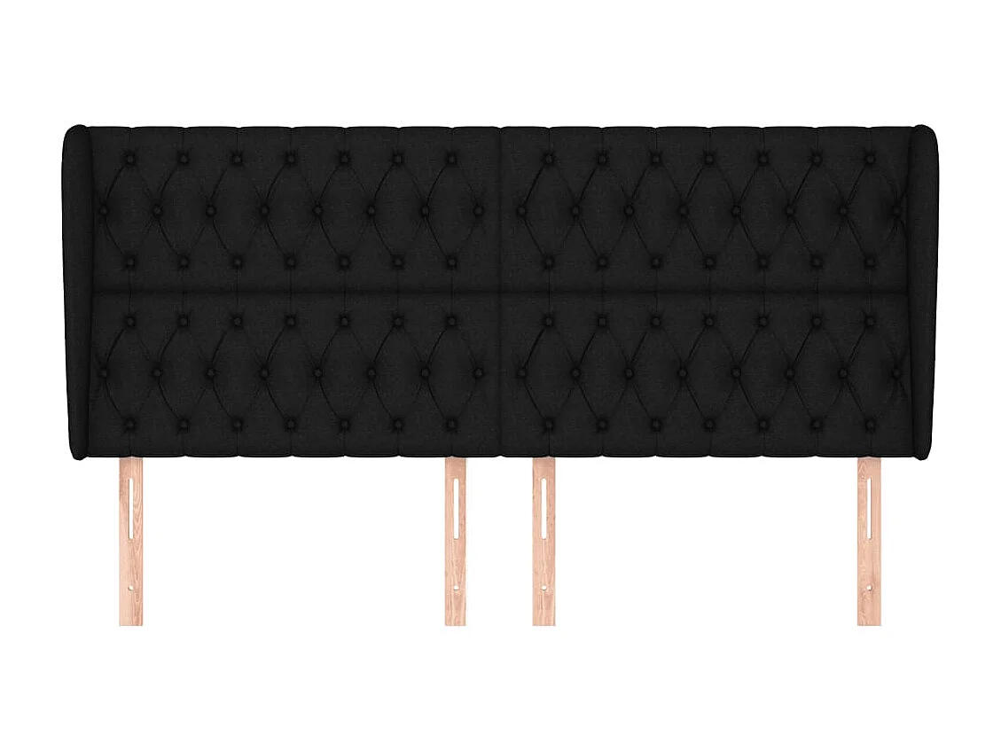 Testiera con ali Nero 183x23x118/128 cm Tessuto