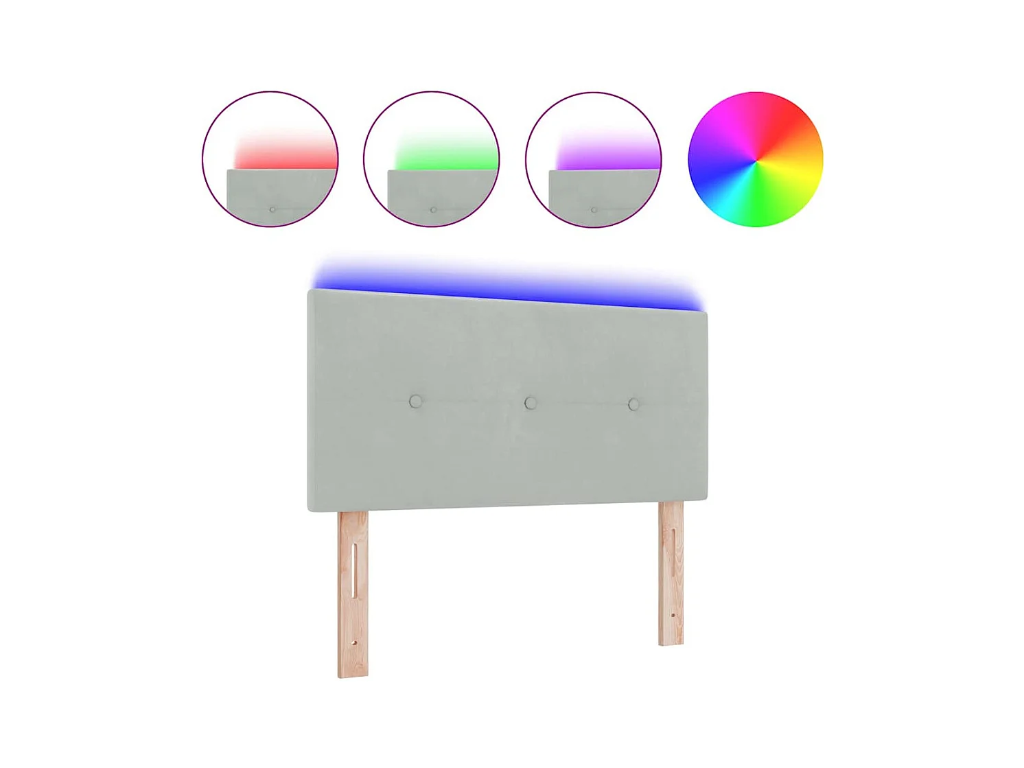 Tête de lit avec des lumières à LED Gris clair 100 cm Velours