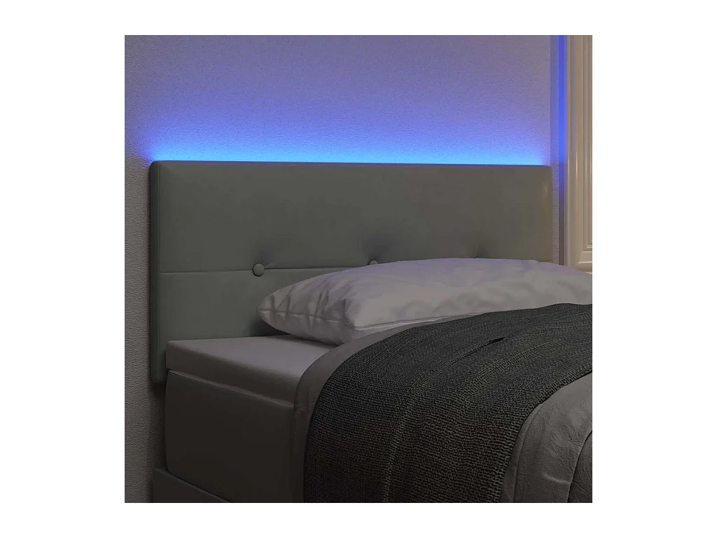 Tête de lit avec des lumières à LED Gris clair 100 cm Velours