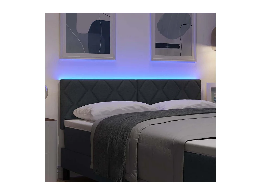 Testiera con luci LED Regolabile Tessuto Grigio 144 cm