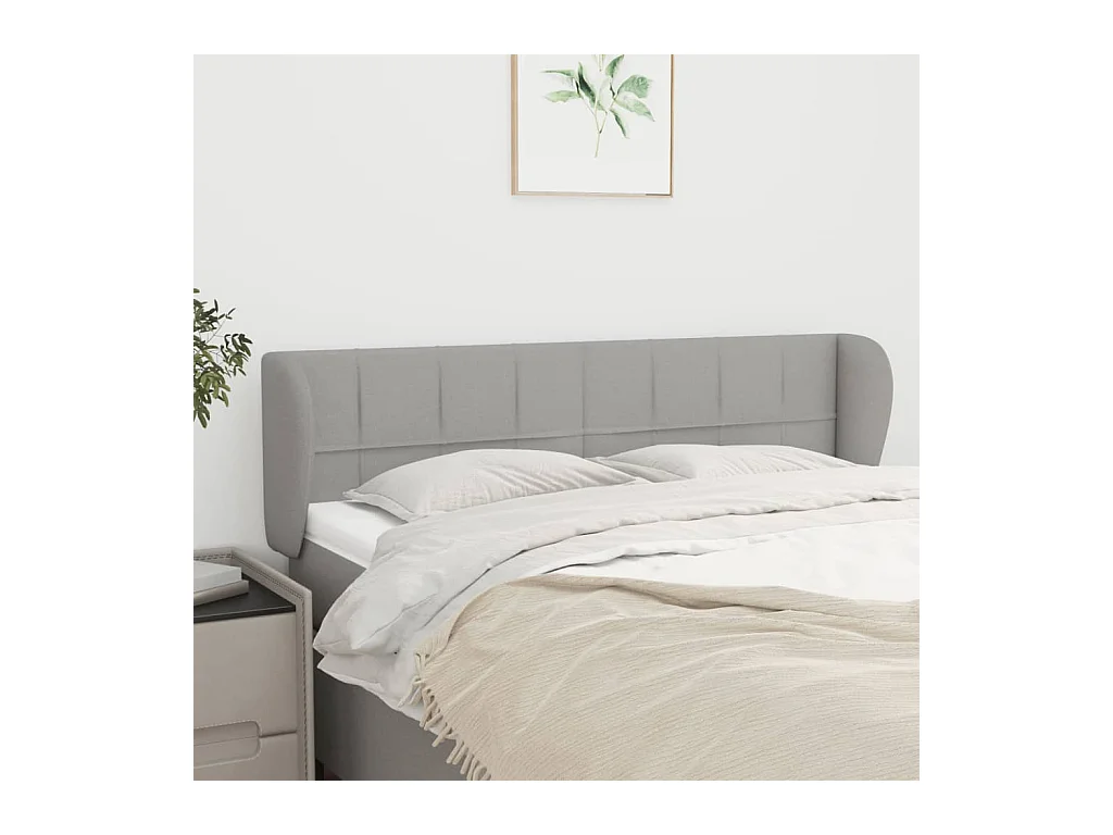 Tête de lit avec oreilles Gris clair 147x23x78/88 cm Tissu