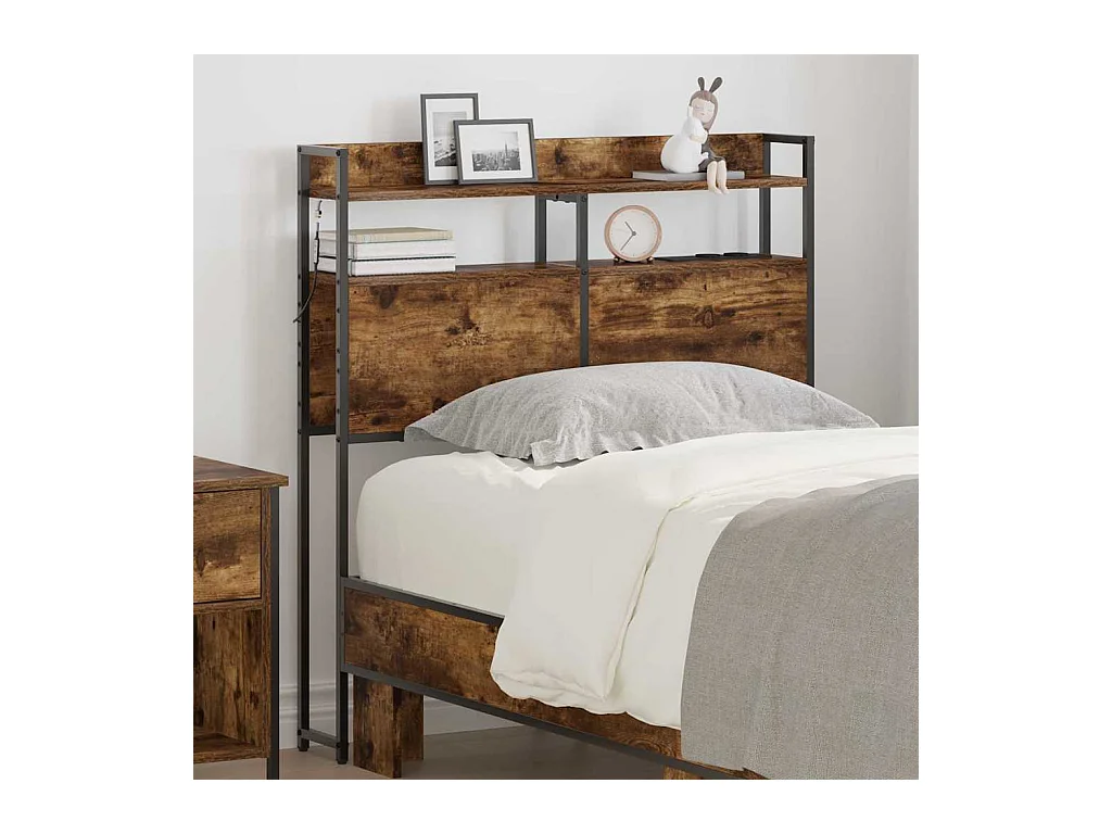Tête de lit avec étagère Chêne fumé 80 cm Bois d'ingénierie