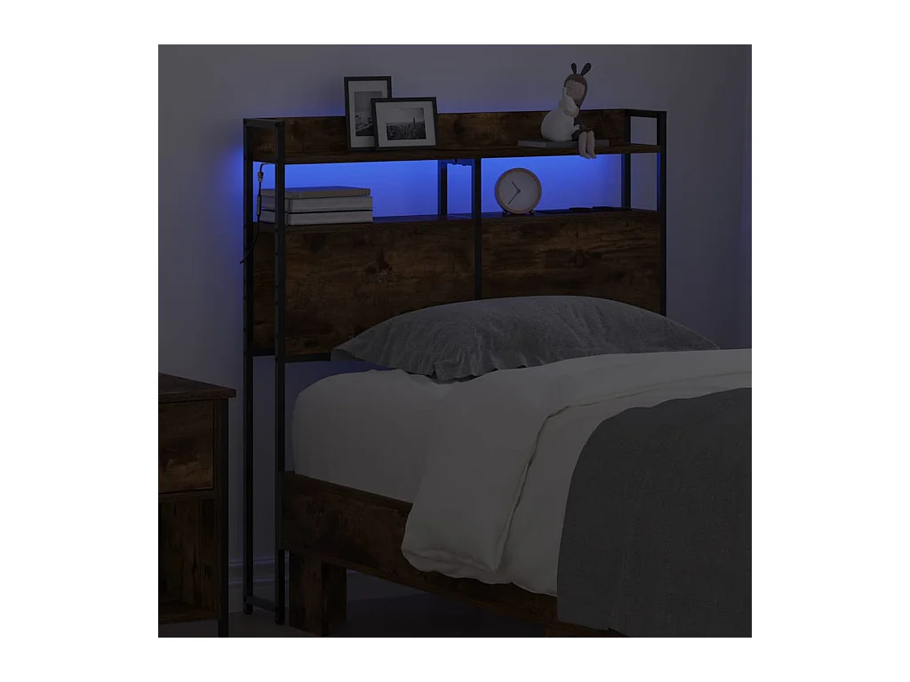 Tête de lit avec étagère Chêne fumé 80 cm Bois d'ingénierie
