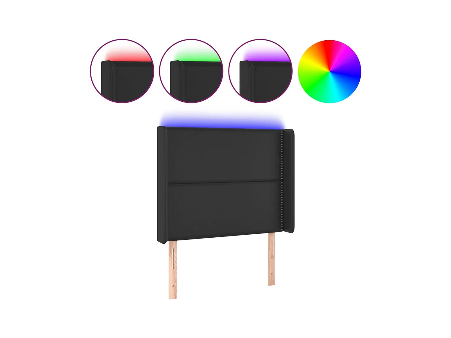 LED Hoofdbord Zwart 83x16x118/128 cm Kunstleer