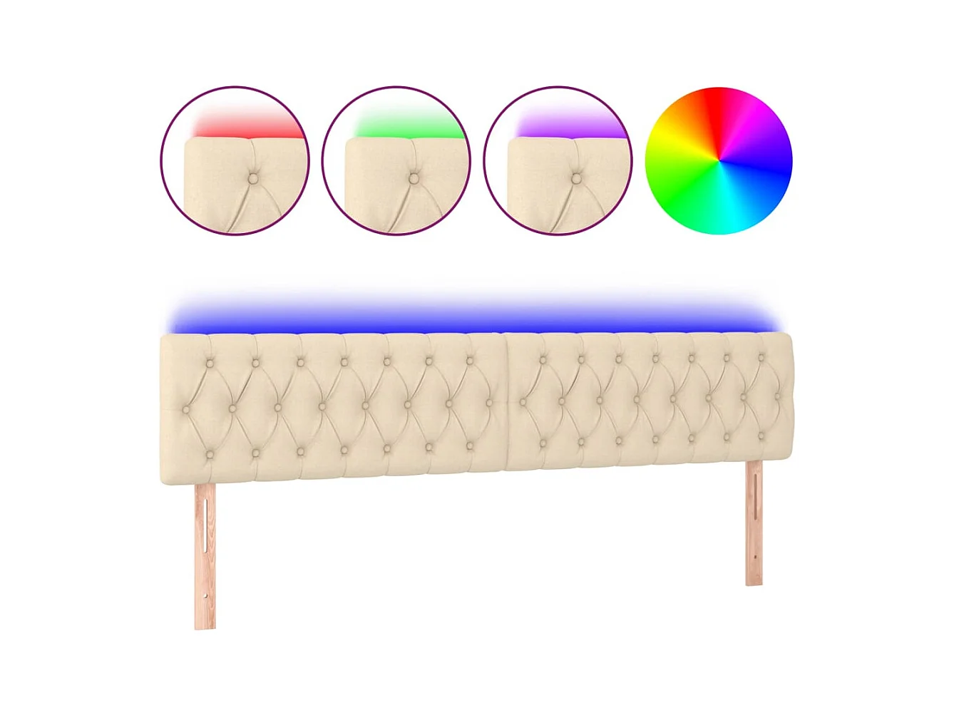 LED Hoofdbord Crème 180x7x78/88 cm Stof