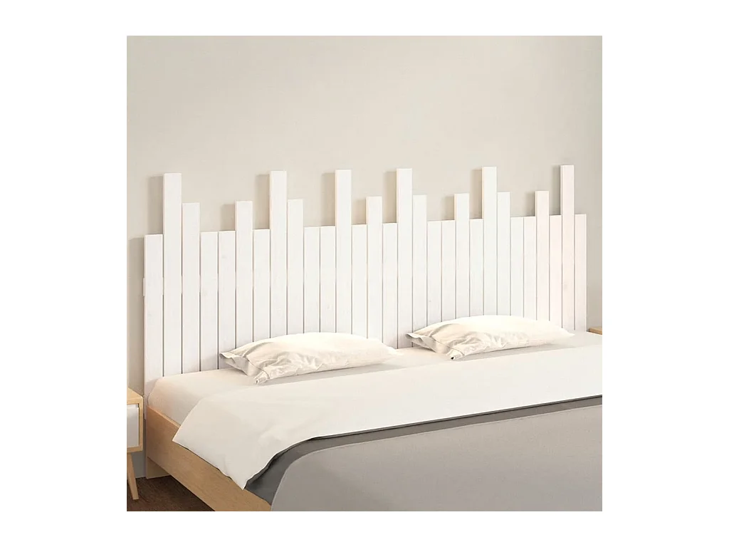 Wandhoofdbord Wit 185x3x80 cm Massief grenenhout