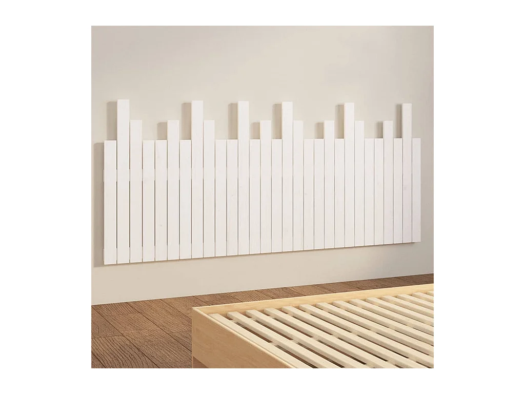 Wandhoofdbord Wit 185x3x80 cm Massief grenenhout