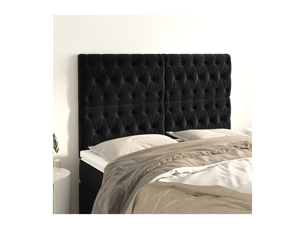 Têtes de lit 4 pcs Noir 72x7x78/88 cm Velours