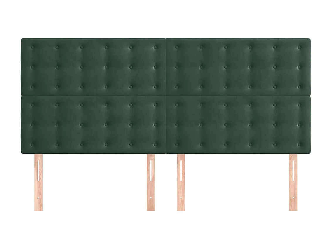 Kopfteile 4 Stk. Dunkelgrün 100x5x78/88 cm Samt