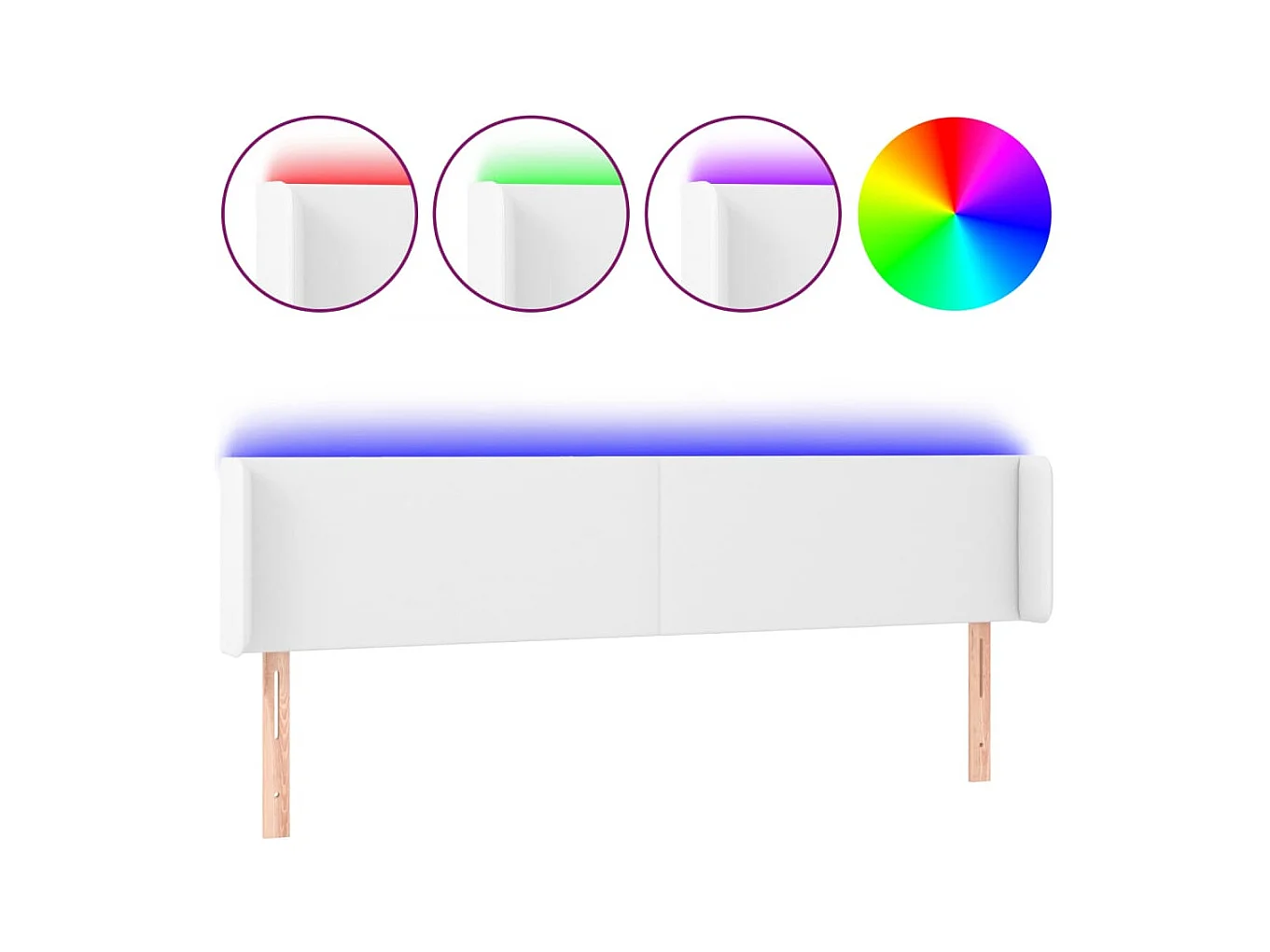 Tête de lit à LED Blanc 203x16x78/88 cm Similicuir