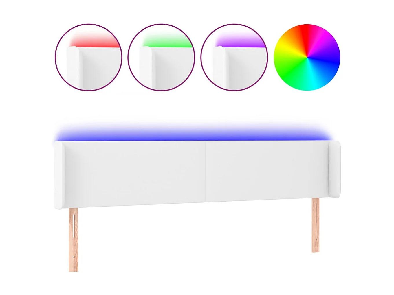 LED Hoofdbord Wit 203x16x78/88 cm Kunstleer