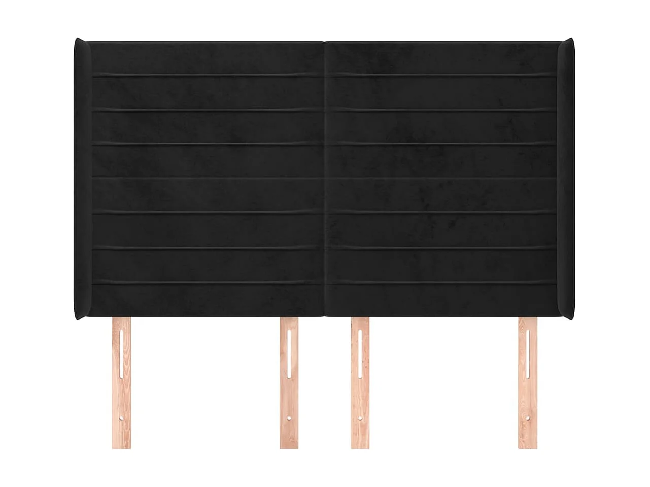 Tête de lit avec oreilles Noir 147x16x118/128 cm Velours