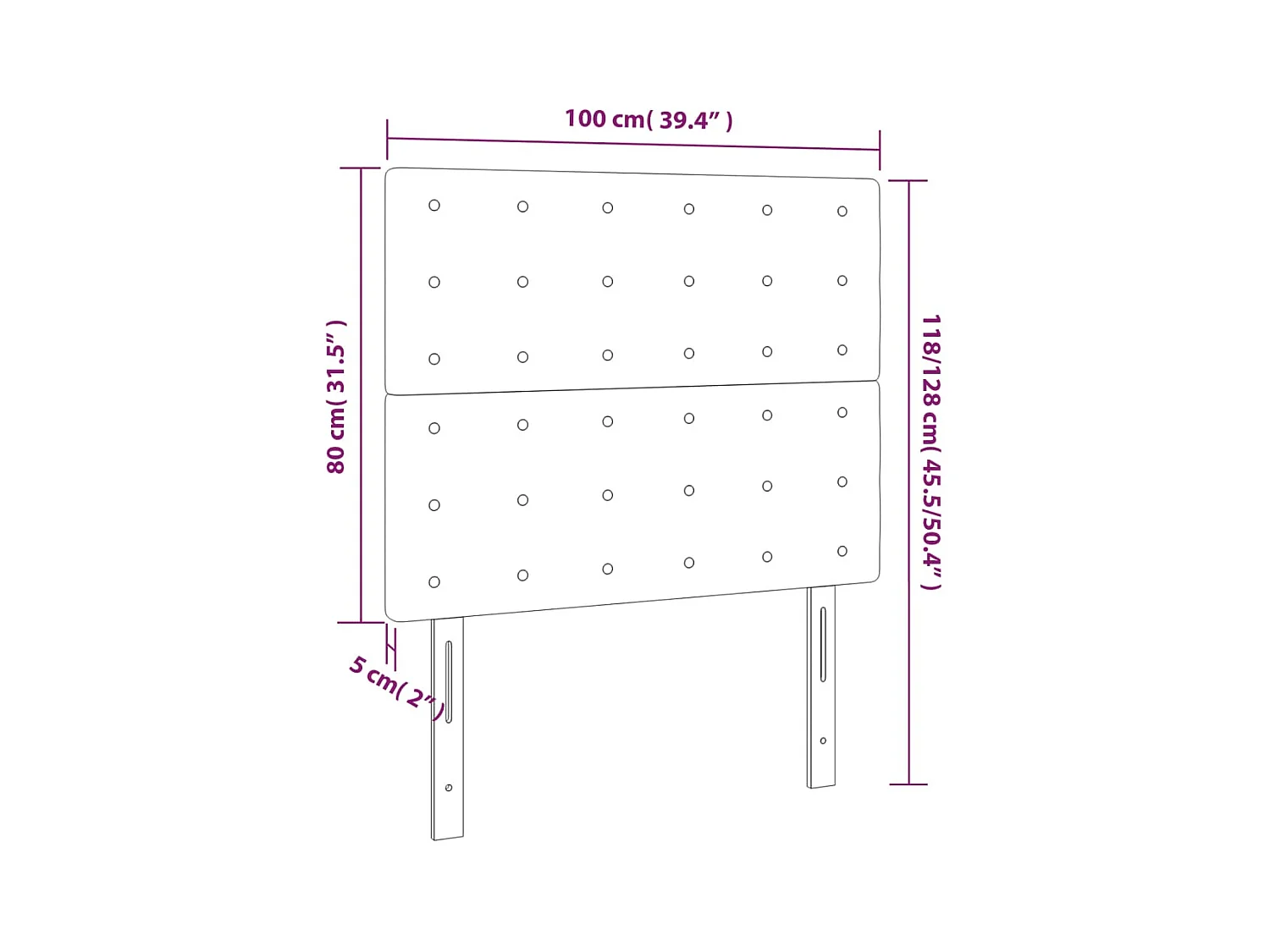 Têtes de lit 2 pcs Gris clair 100x5x78/88 cm Tissu
