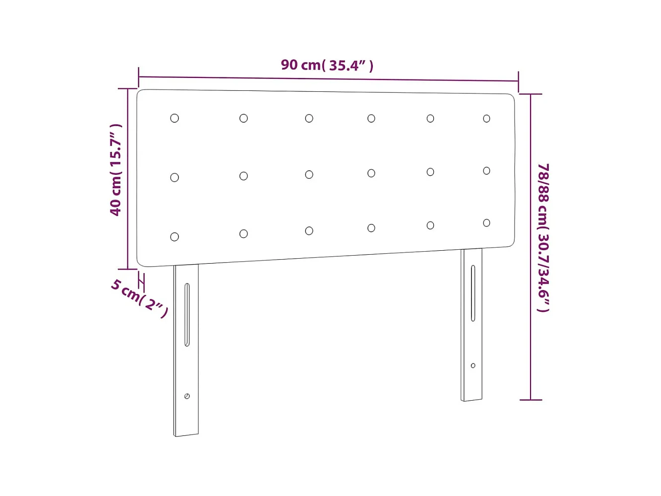 LED Hoofdbord Crème 90x5x78/88 cm Stof