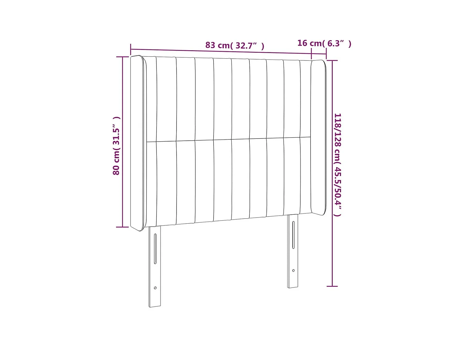 Blauw LED hoofdbord 83x16x118/128 cm Stof