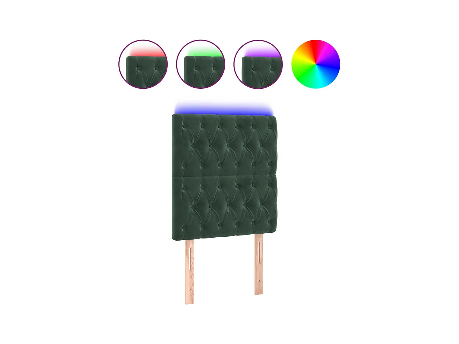 Tête de lit à LED Vert foncé 80x7x118/128 cm Velours