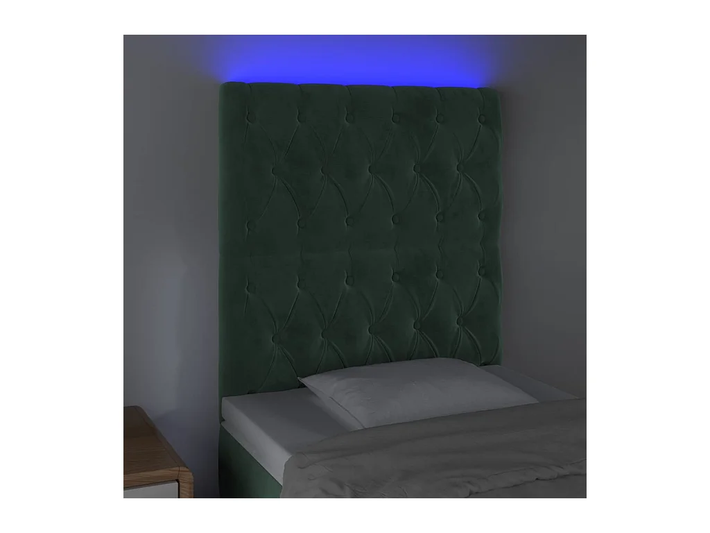 Tête de lit à LED Vert foncé 80x7x118/128 cm Velours