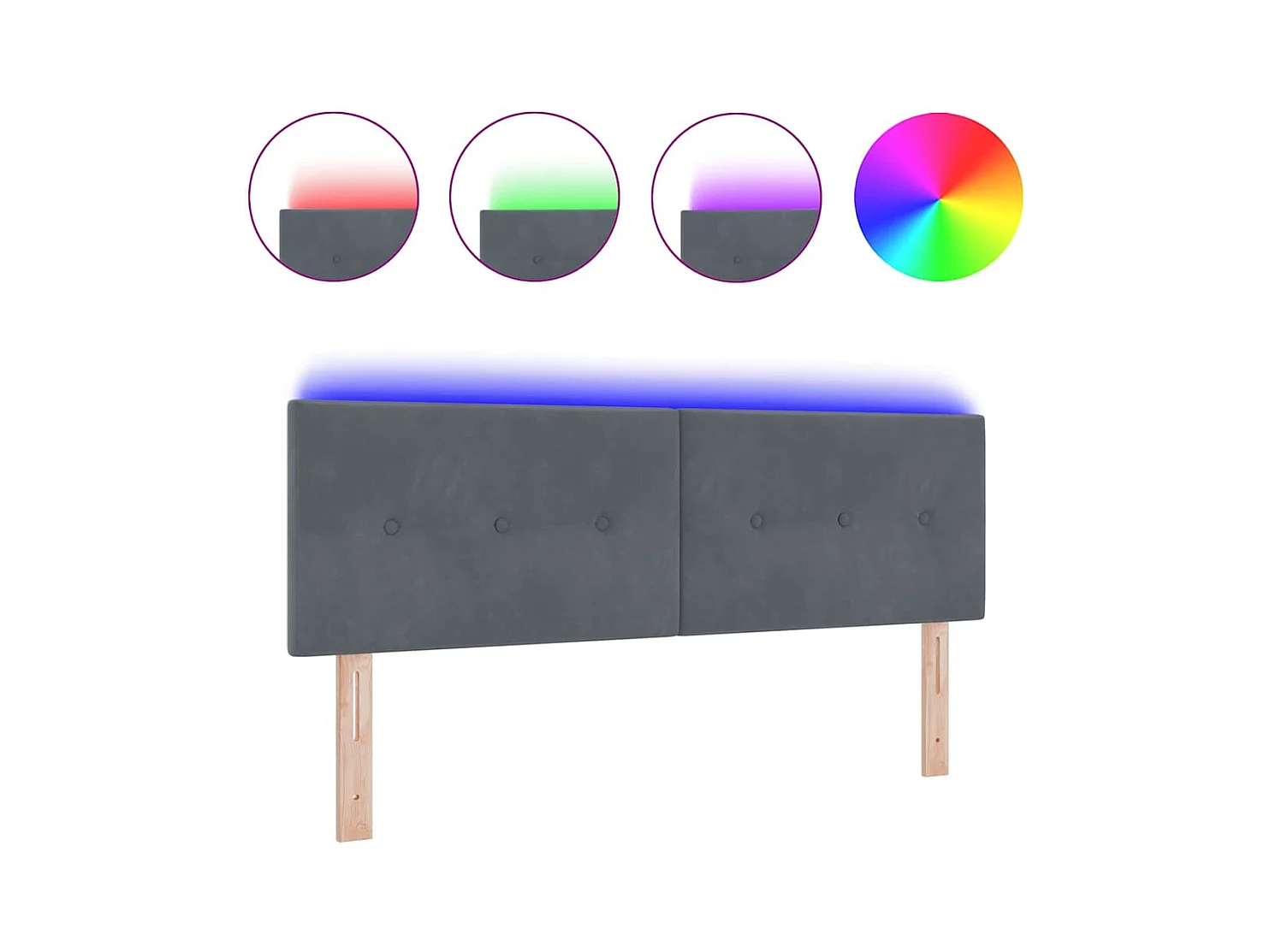 Hoofdbord met LED-verlichting Verstelbaar Grijs 80 cm Fluweel