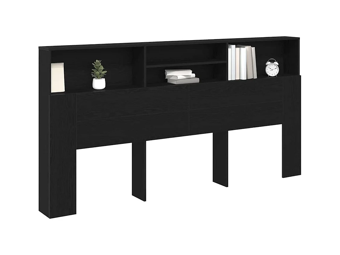 Cabinet de Tête de Lit Chêne noir 200 x 19 x 103.5 cm