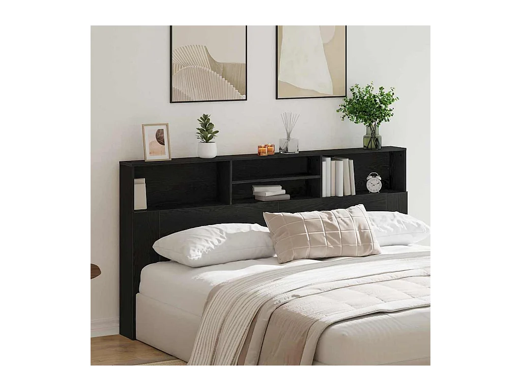 Cabinet de Tête de Lit Chêne noir 200 x 19 x 103.5 cm