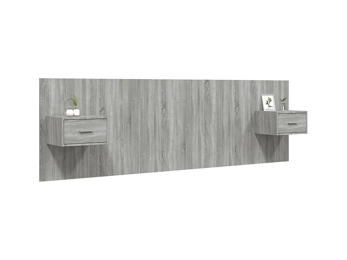 Sonoma Graues Kopfteil aus Holzwerkstoff mit Schränken