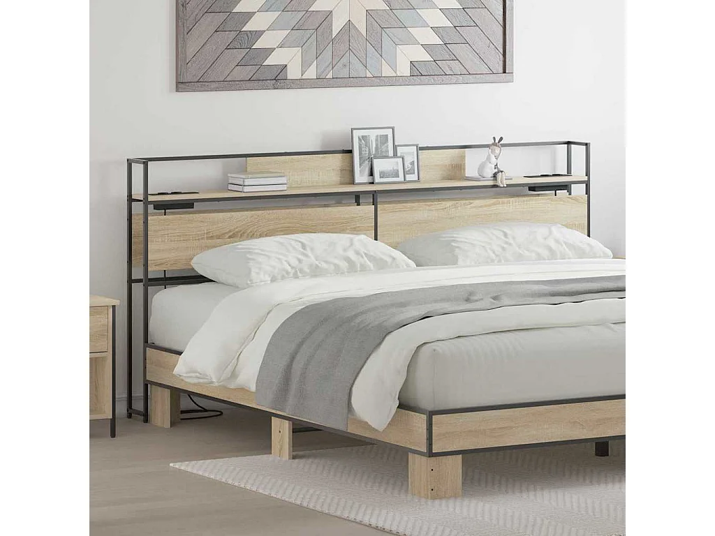 Tête de lit de rangement Chêne sonoma 200 cm Bois d'ingénierie