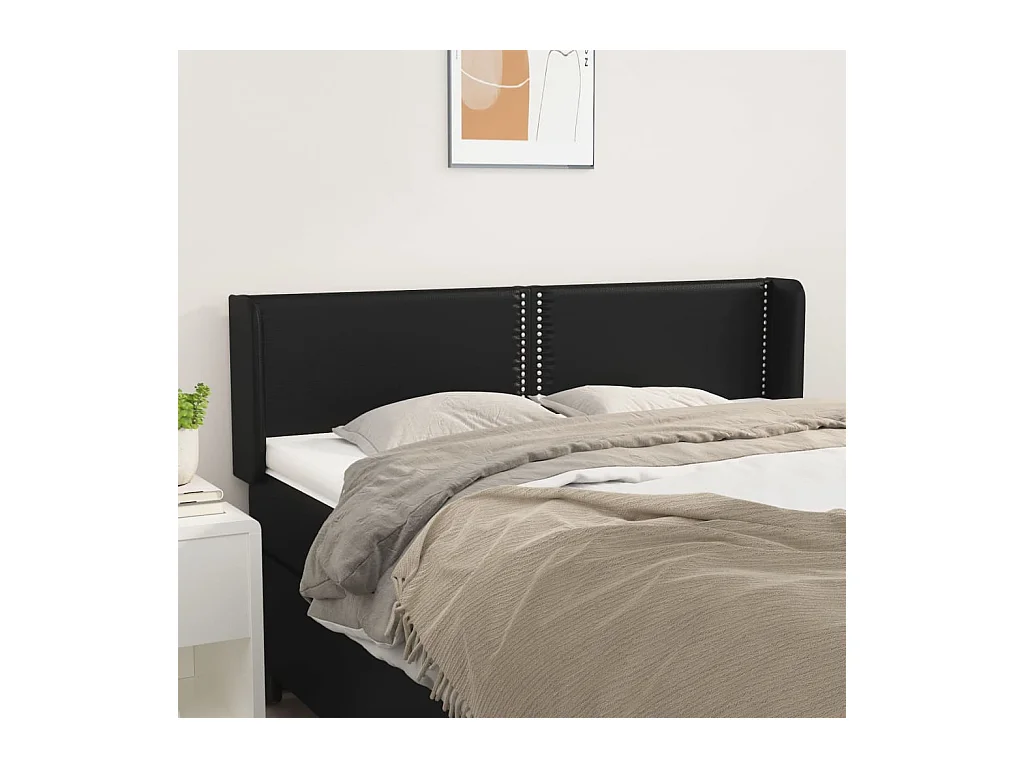 Kopfteil mit Flügeln Schwarz 147x16x78/88 cm Kunstleder