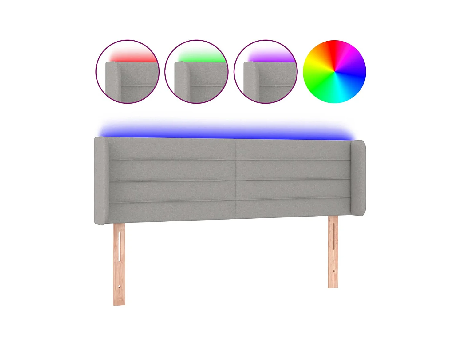 Testiera LED Grigio chiaro 147x16x78/88 cm Tessuto